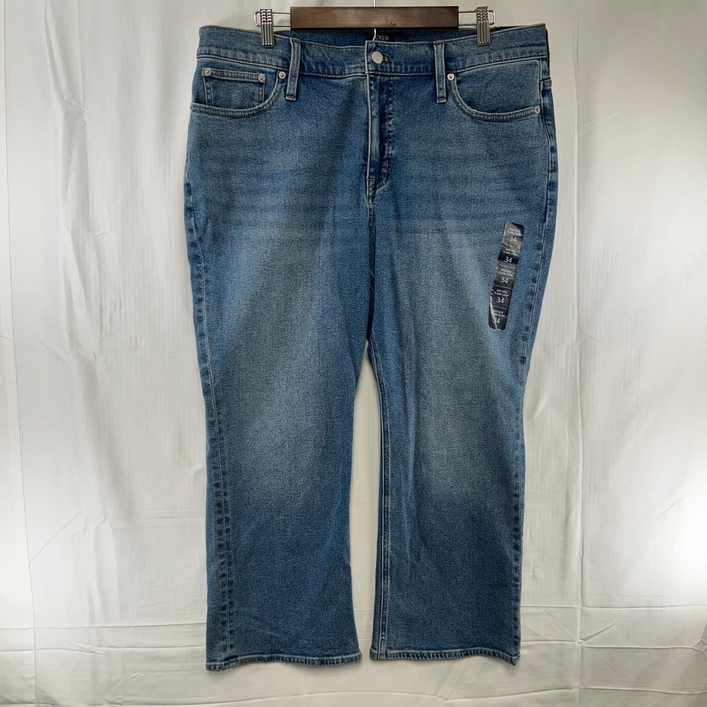 J.Crew Mid-Rise Flare Crop Jeans Womens 34 Blue All-Day Stretch CG352 NWT $118